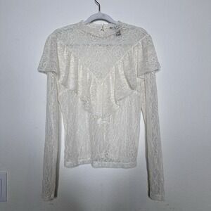Womens Victorian Style Sheer Lace White Size Large Whimsical Feminine